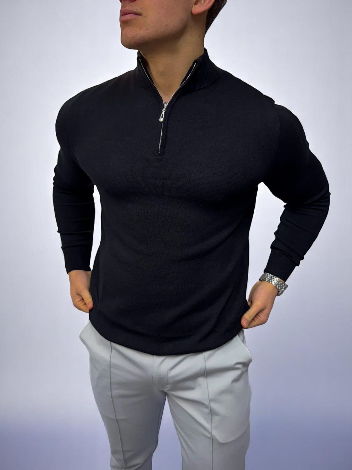 The Costello – Yarım Fermuarlı Kazak – Siyah