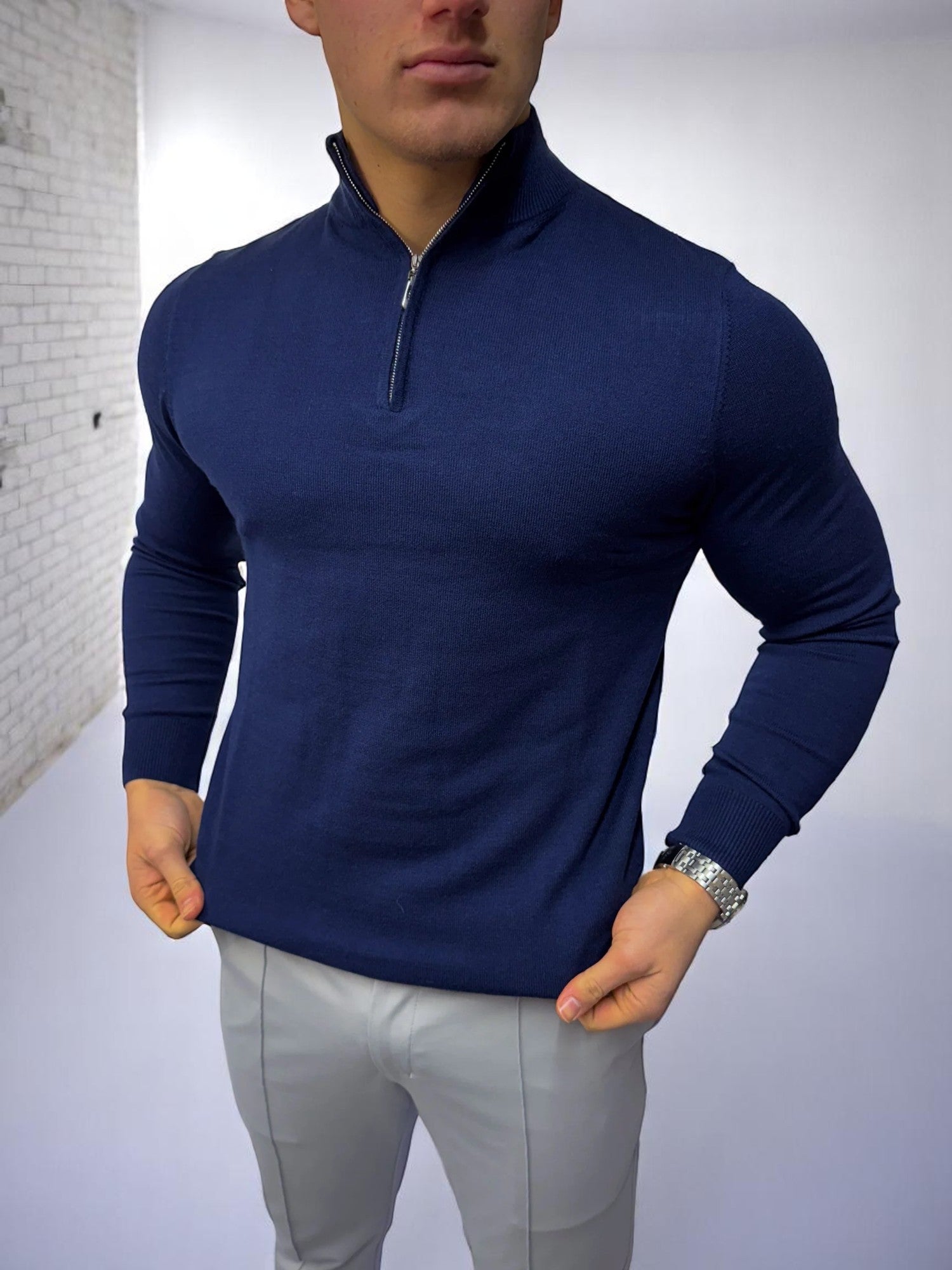 The Costello – Yarım Fermuarlı Kazak – Lacivert