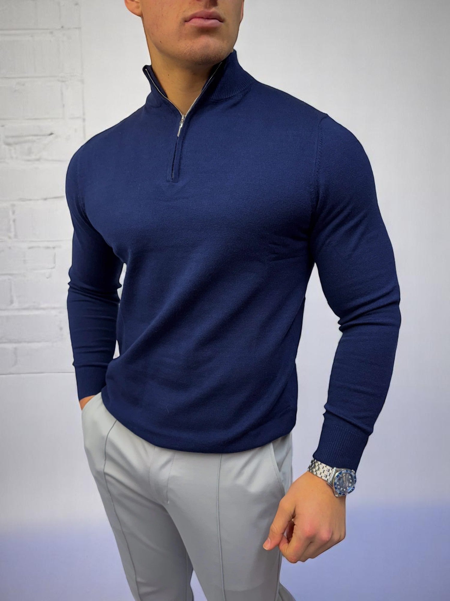 The Costello – Yarım Fermuarlı Kazak – Lacivert