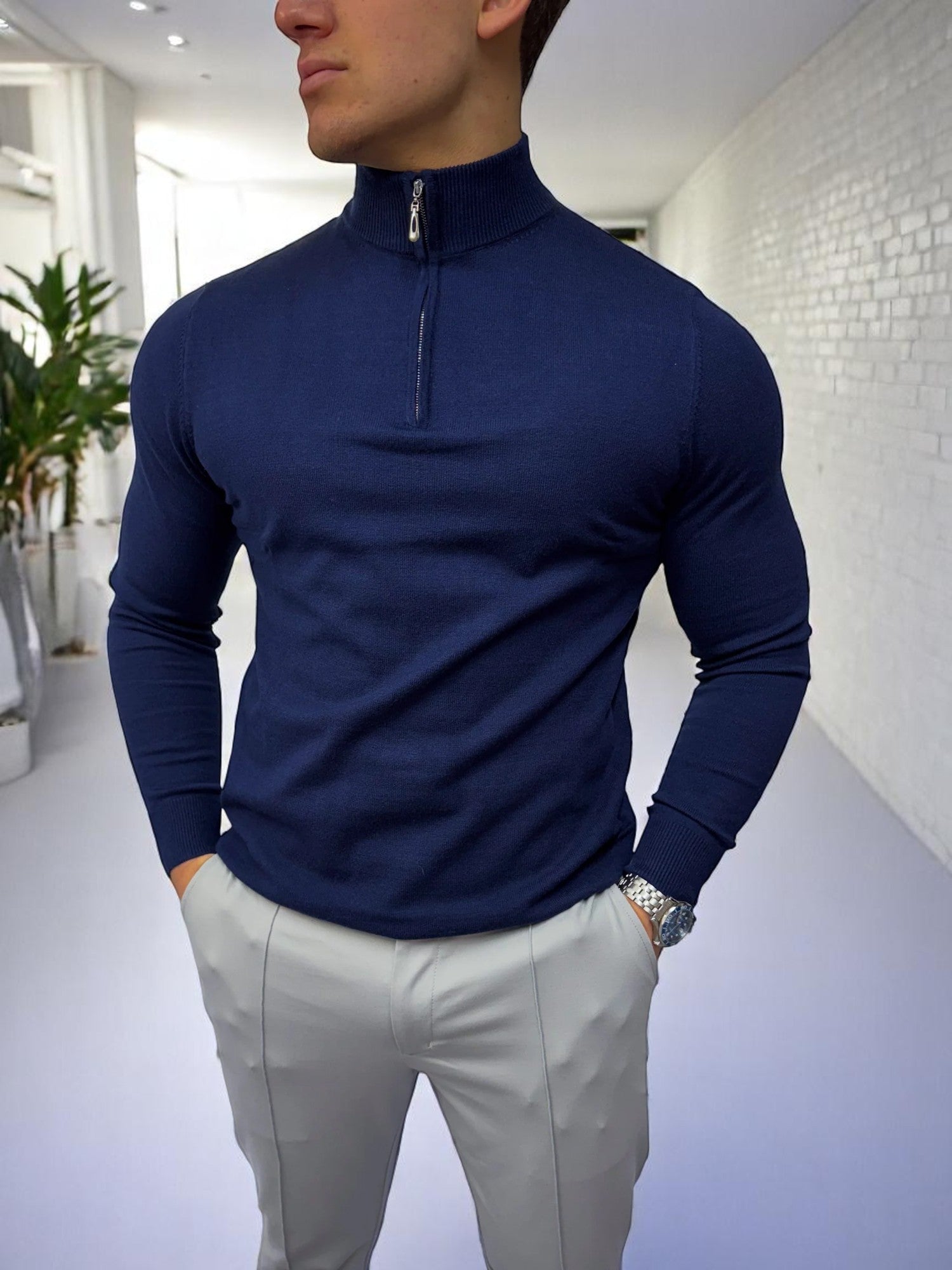 The Costello – Yarım Fermuarlı Kazak – Lacivert