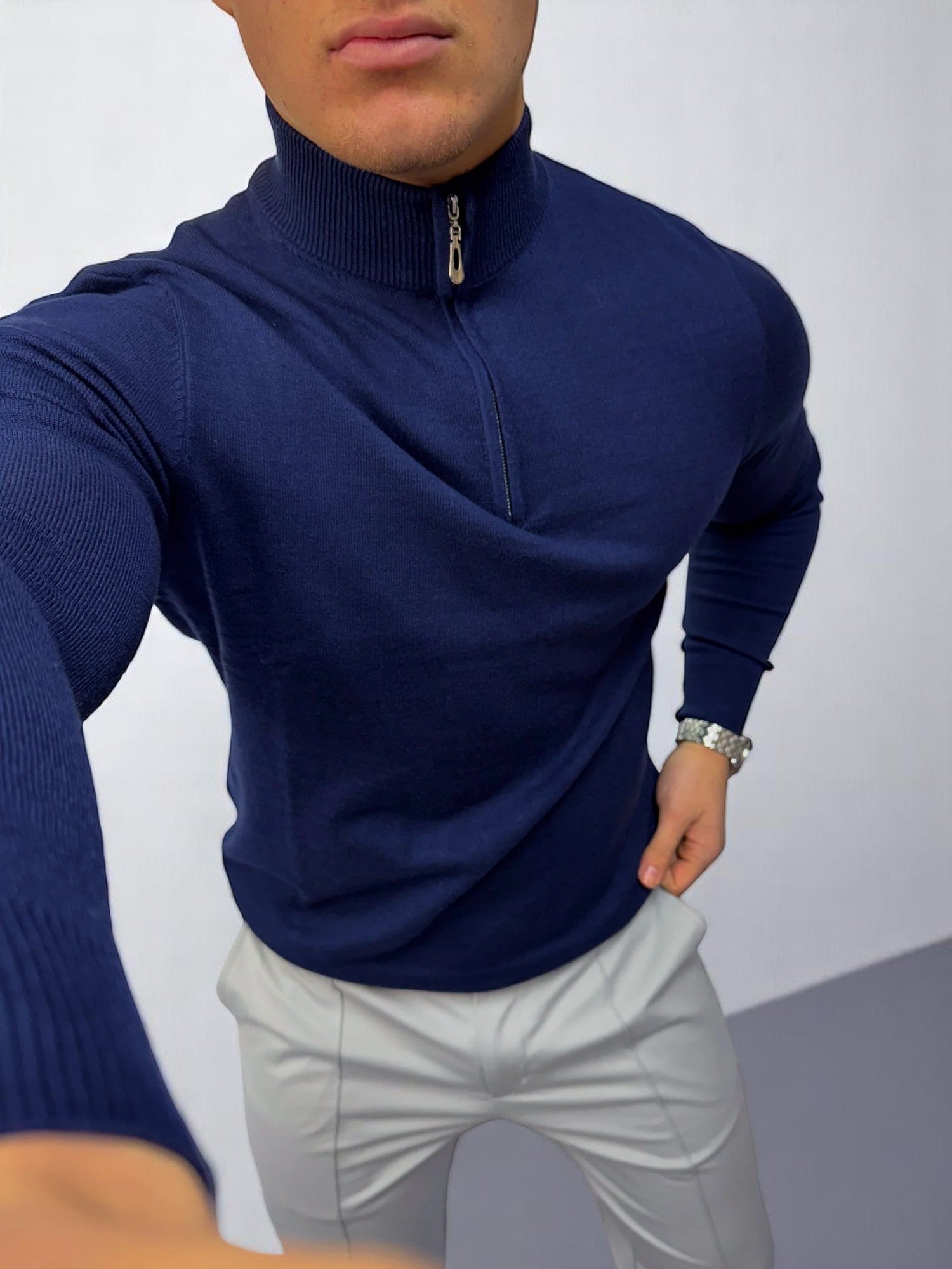 The Costello – Yarım Fermuarlı Kazak – Lacivert