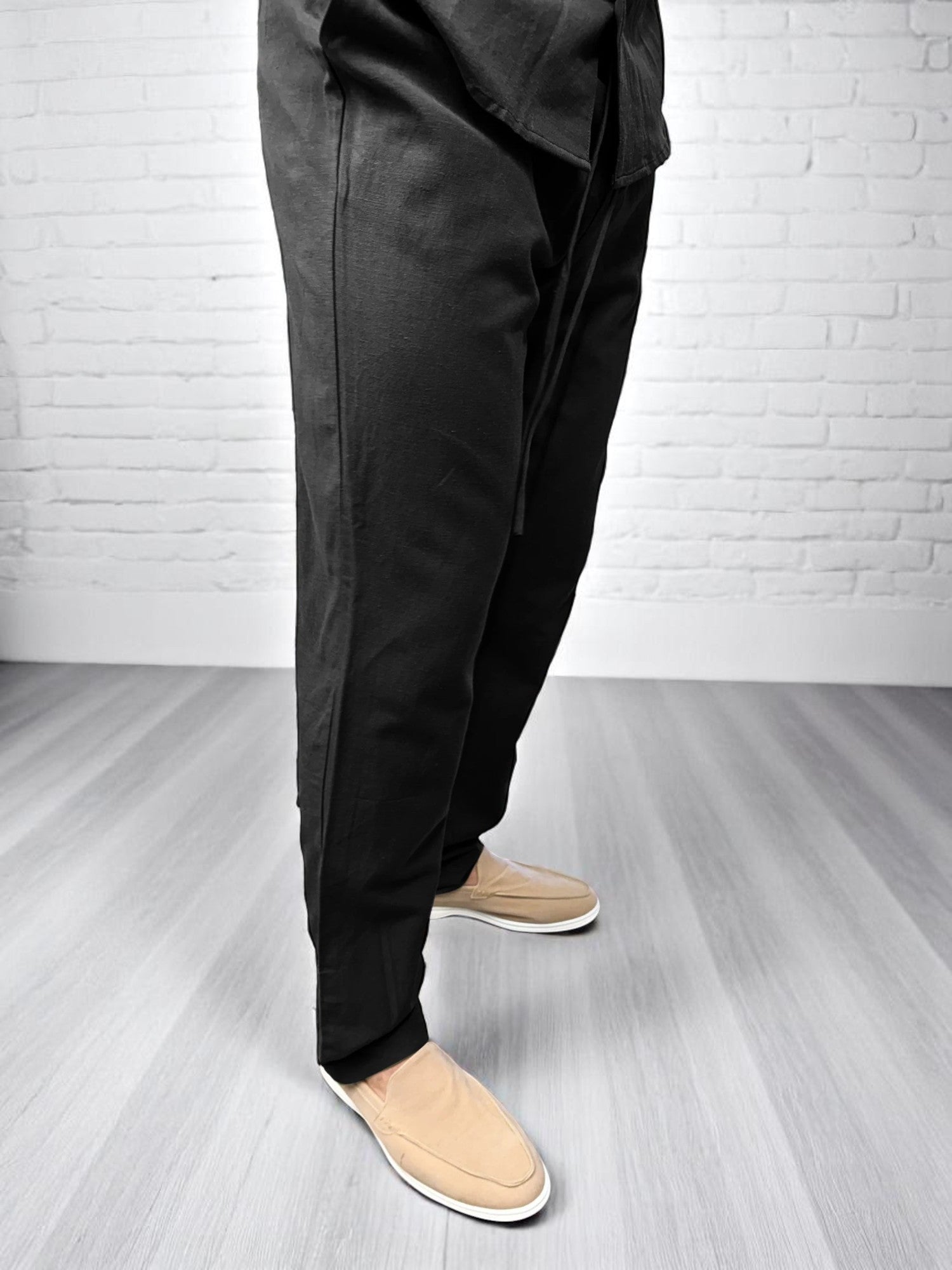 Keten Pantolon - Siyah