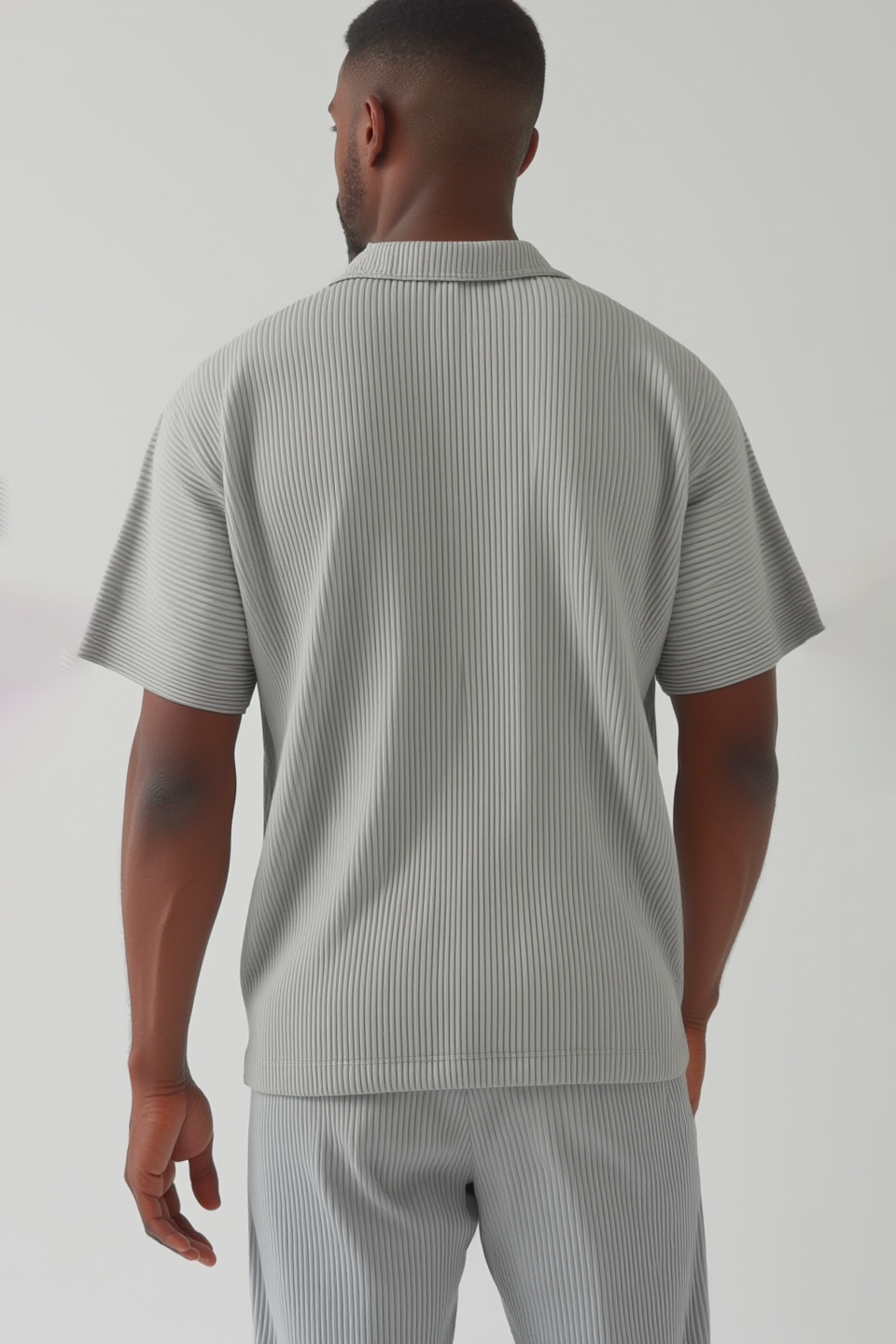 Pileli Gömlek – Kısa Kollu – Açık Gri