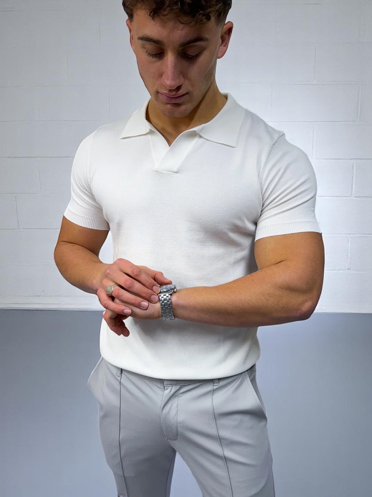Küba Yaka Polo Tişört - Beyaz