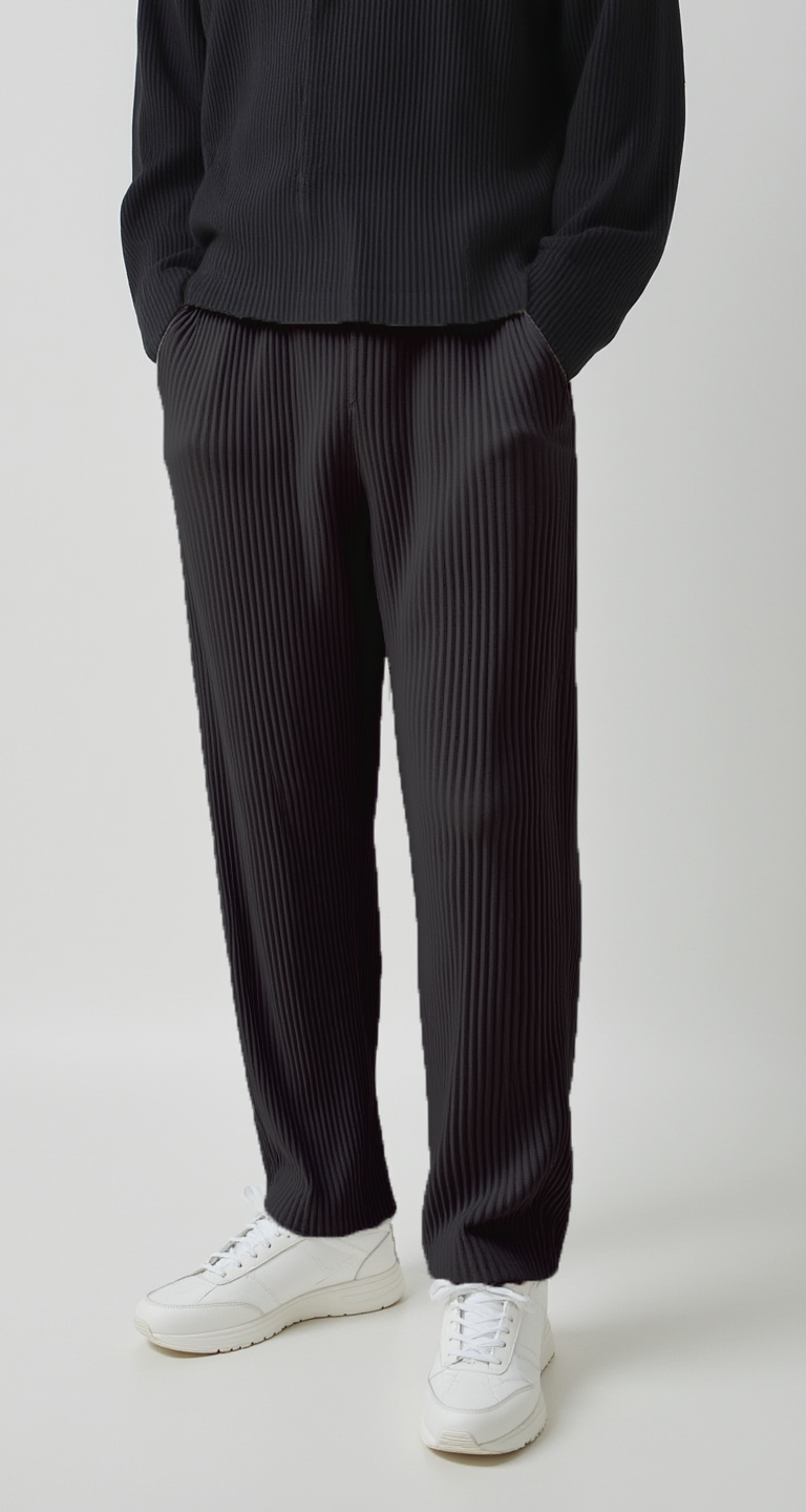 Pileli Pantolon – Siyah