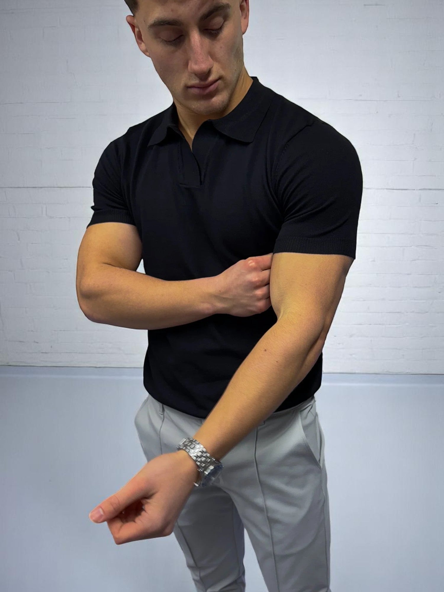 Küba Yaka Polo Tişört - Siyah