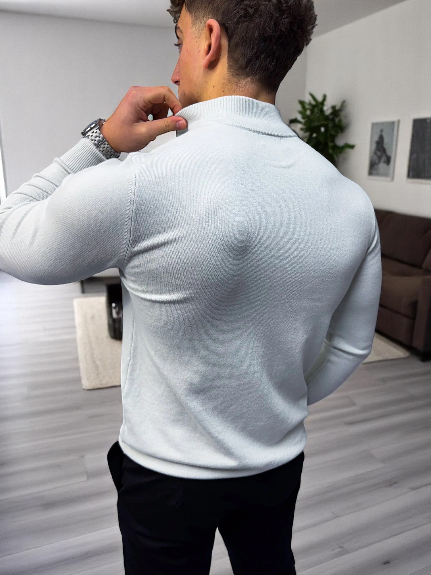 The Costello – Yarım Fermuarlı Kazak – Açık Gri