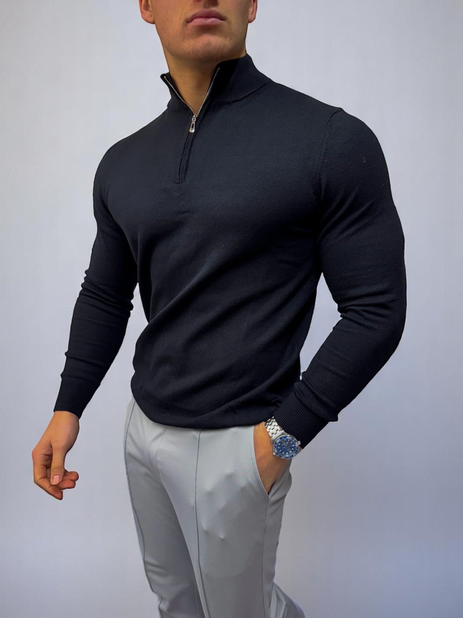 The Costello – Yarım Fermuarlı Kazak – Siyah