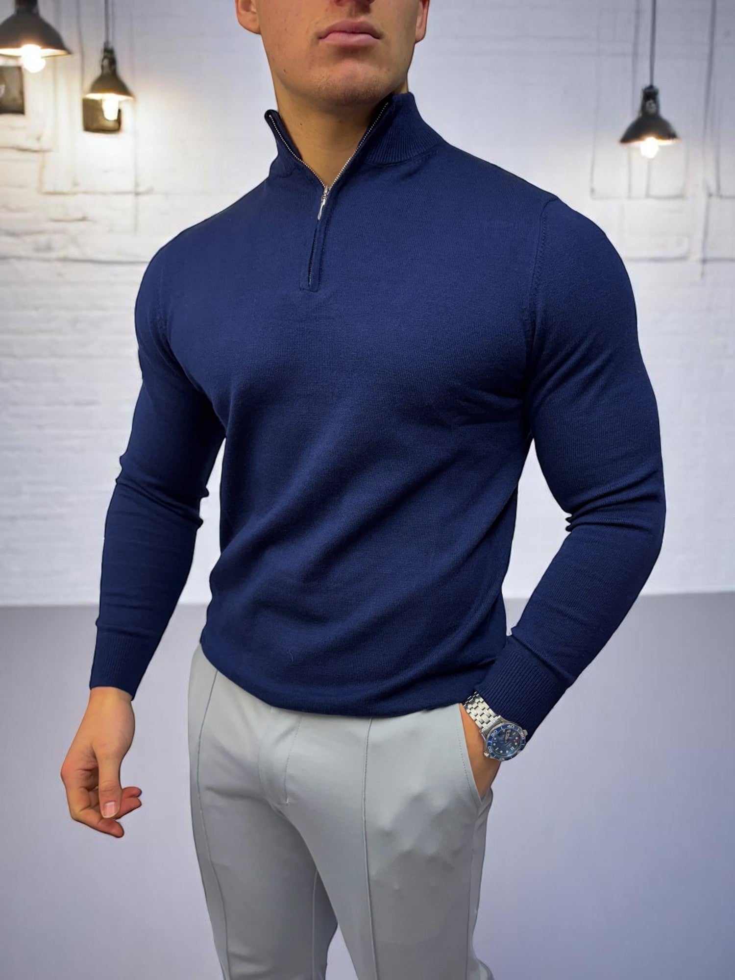 The Costello – Yarım Fermuarlı Kazak – Lacivert