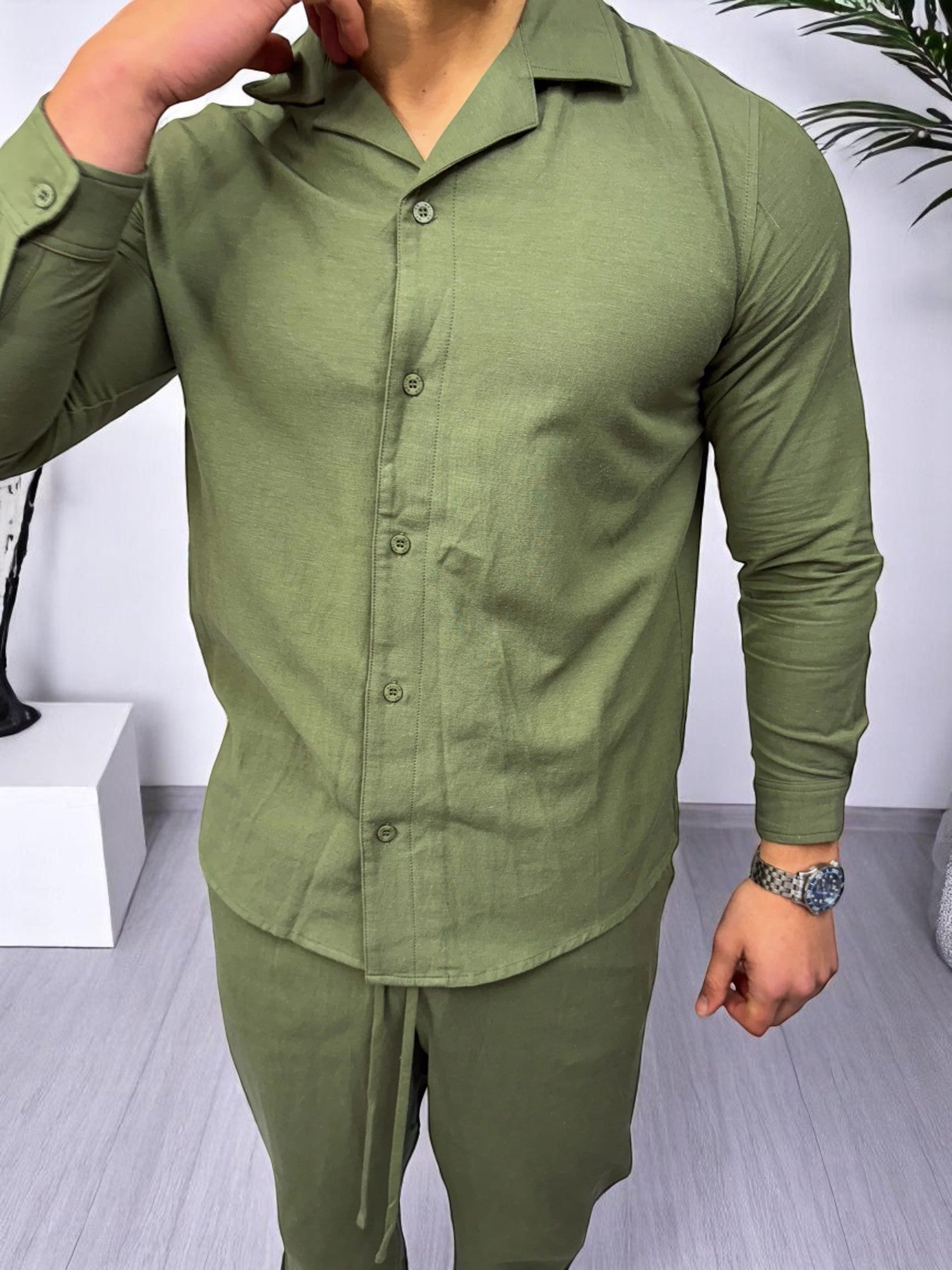 Keten Gömlek - Haki