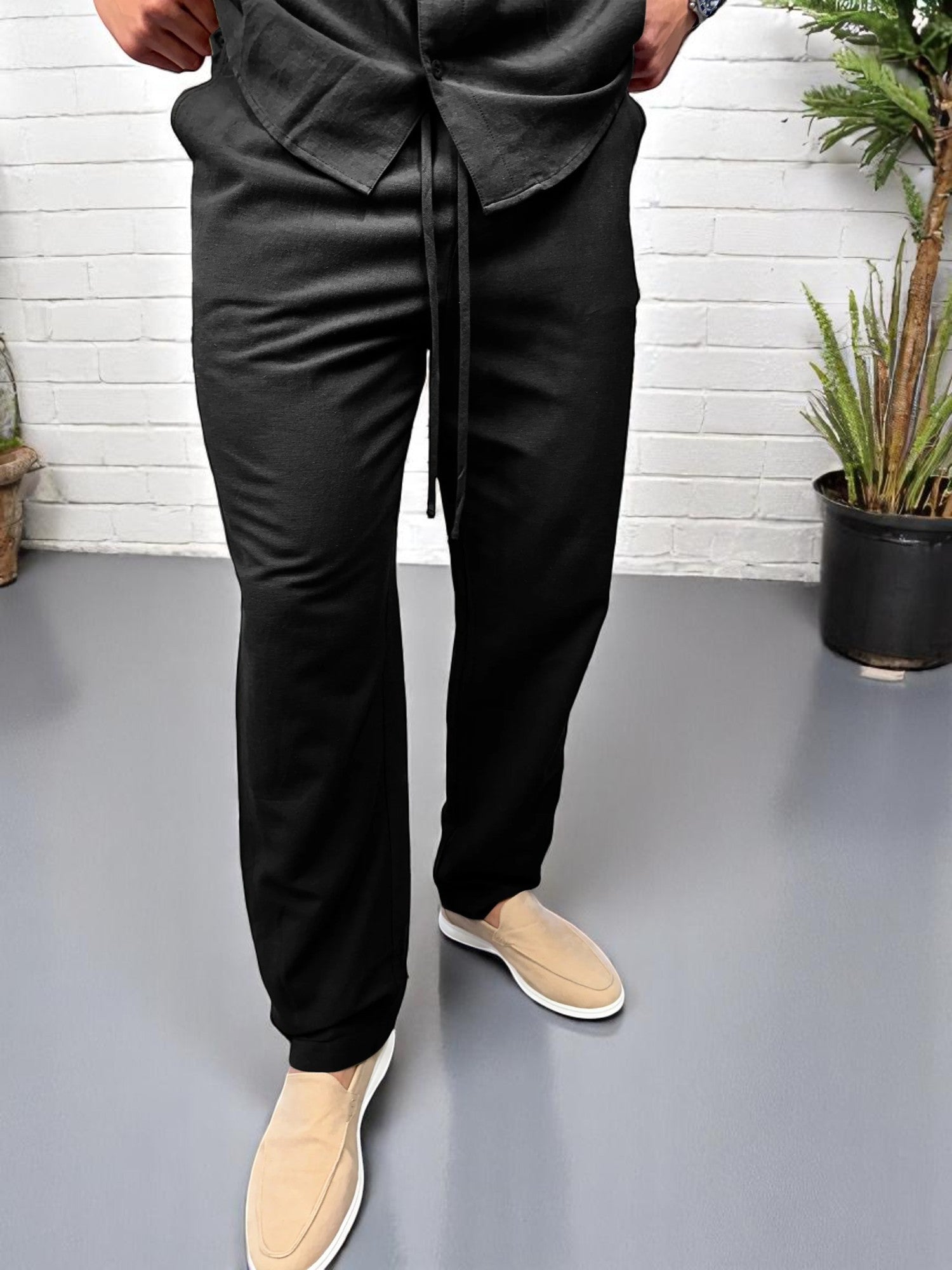 Keten Pantolon - Siyah