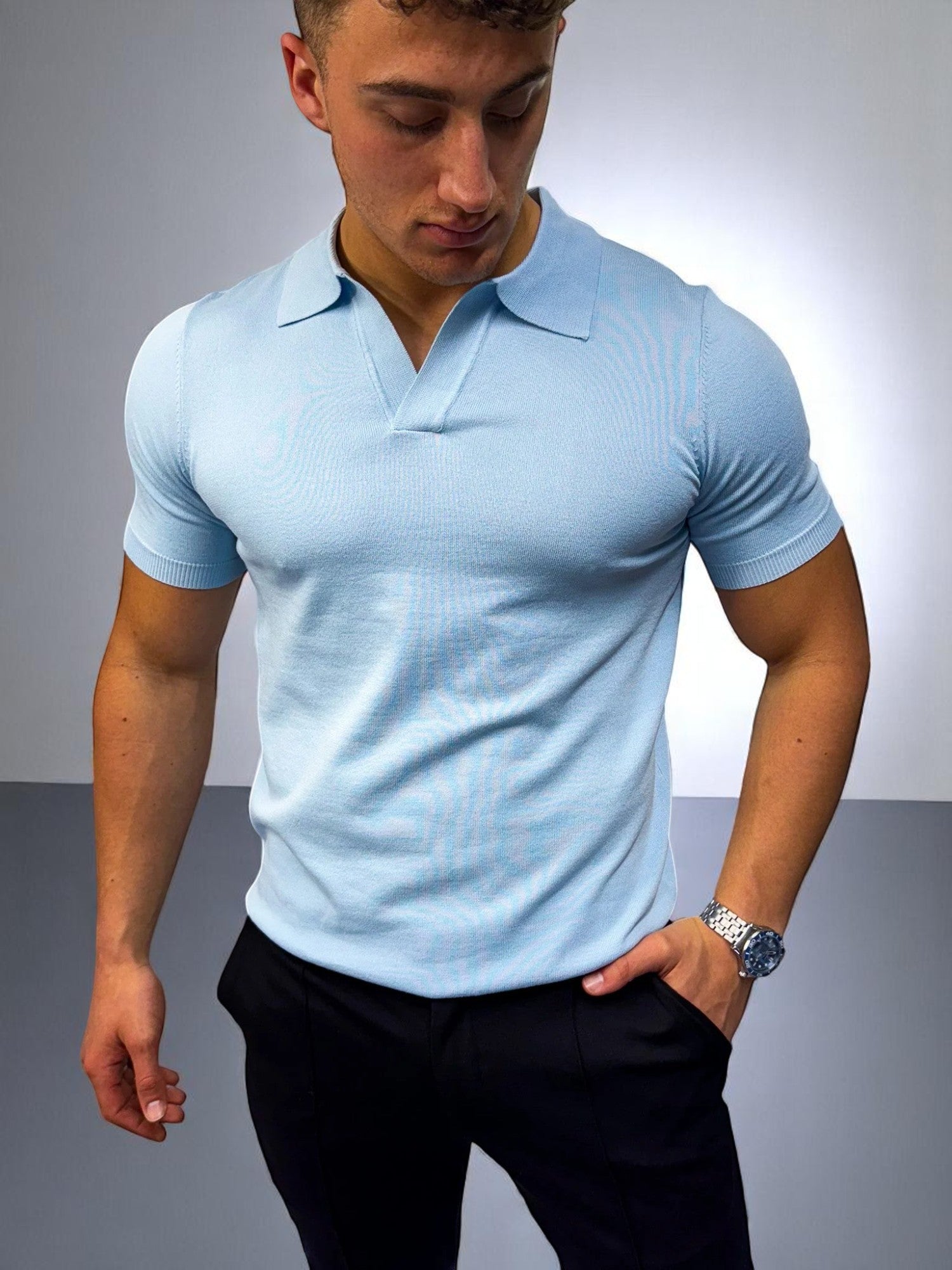 Küba Yaka Polo Tişört - Mavi