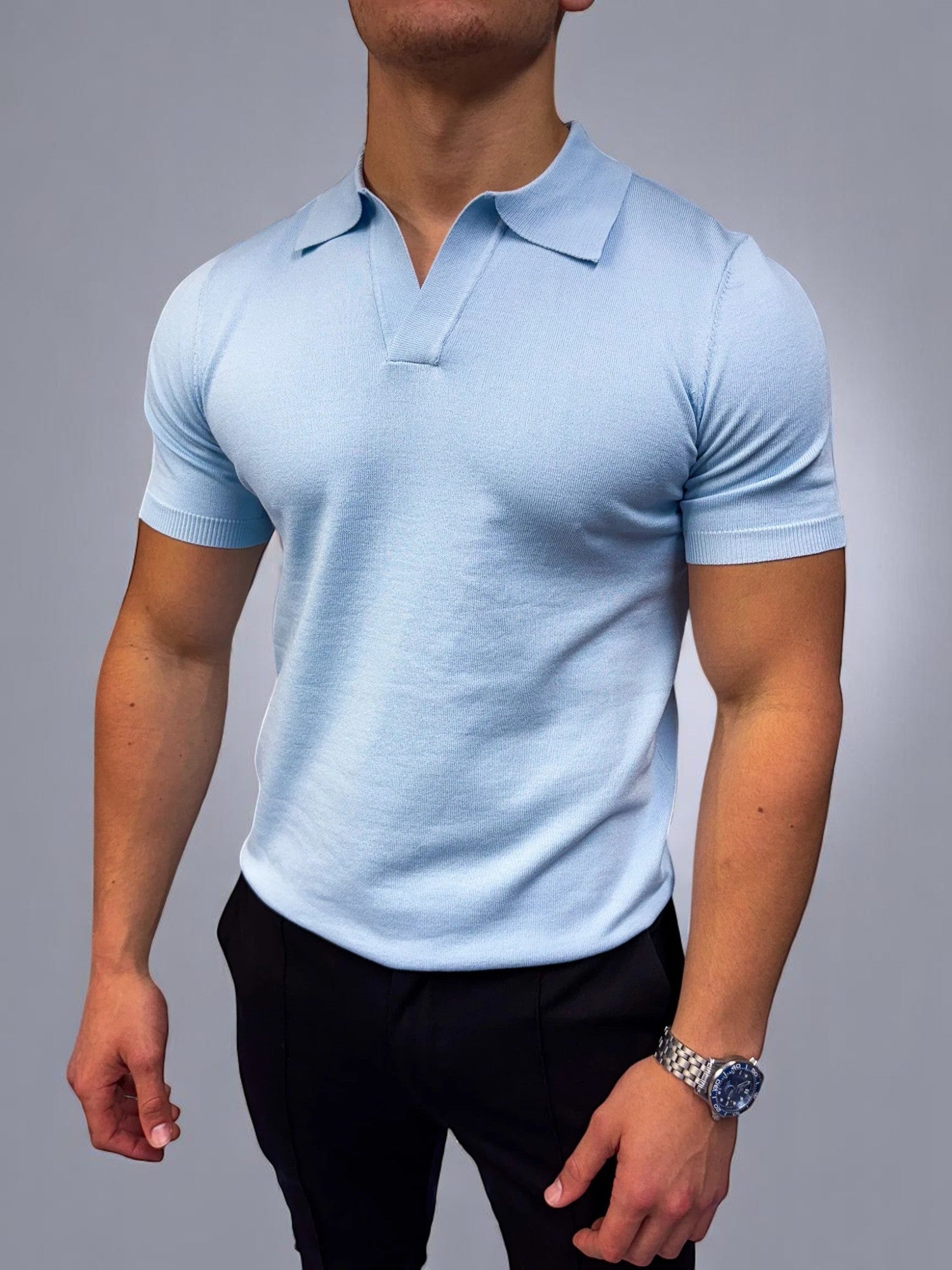 Küba Yaka Polo Tişört - Mavi